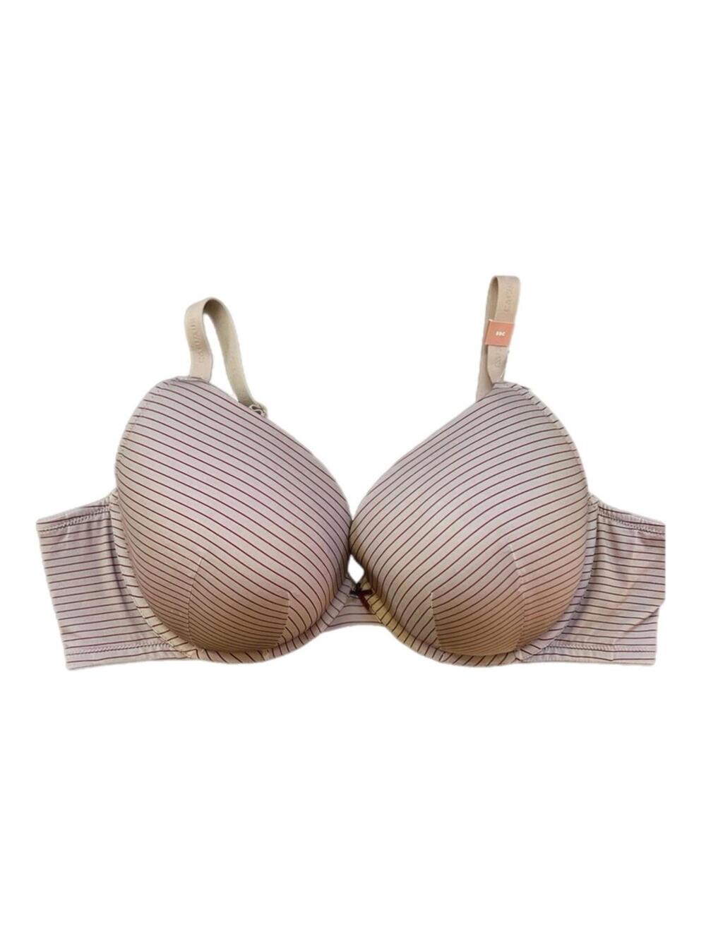 NEW Cacique Lightly Padded Boost Plunge Striped Bra - 50C